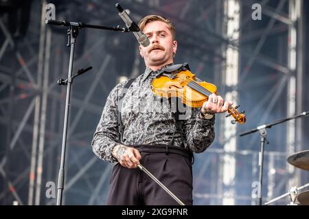 Mailand Italien. Juli 2024. Die schwedische Metalcore-Band IMMINENCE tritt live auf der Bühne des Ippodromo SNAI San Siro während des I-Days Milano Coca-Cola Festivals 2024 auf. Vermerk: Rodolfo Sassano/Alamy Live News Stockfoto