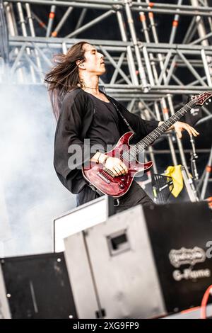 Mailand Italien. Juli 2024. Die schwedische Metalcore-Band IMMINENCE tritt live auf der Bühne des Ippodromo SNAI San Siro während des I-Days Milano Coca-Cola Festivals 2024 auf. Vermerk: Rodolfo Sassano/Alamy Live News Stockfoto