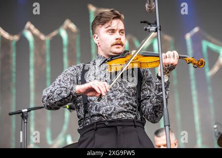 Mailand Italien. Juli 2024. Die schwedische Metalcore-Band IMMINENCE tritt live auf der Bühne des Ippodromo SNAI San Siro während des I-Days Milano Coca-Cola Festivals 2024 auf. Vermerk: Rodolfo Sassano/Alamy Live News Stockfoto