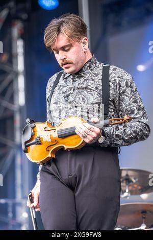 Mailand Italien. Juli 2024. Die schwedische Metalcore-Band IMMINENCE tritt live auf der Bühne des Ippodromo SNAI San Siro während des I-Days Milano Coca-Cola Festivals 2024 auf. Vermerk: Rodolfo Sassano/Alamy Live News Stockfoto