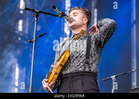 Mailand Italien. Juli 2024. Die schwedische Metalcore-Band IMMINENCE tritt live auf der Bühne des Ippodromo SNAI San Siro während des I-Days Milano Coca-Cola Festivals 2024 auf. Vermerk: Rodolfo Sassano/Alamy Live News Stockfoto