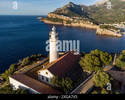 Cap Gros Lighthose, Soller Hafen, Mallorca, Balearen, Spanien Stockfoto