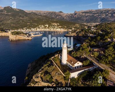 Cap Gros Lighthose, Soller Hafen, Mallorca, Balearen, Spanien Stockfoto