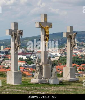 Calvary in Nitra, Jesus am Kreuz gekreuzigt. Religion. Slowakei Stockfoto