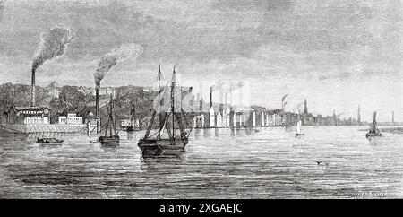 Blick auf Altona, Deutschland, Zeichnung von Jacques Guiaud (1811-1876) aus der Reise nach Dänemark, 1860 von Jean-Marie Dargaud (1800-1866) Le Tour du Monde 1862 Stockfoto