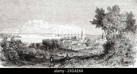 Blick auf Svendborg, Fünen, Dänemark, Zeichnung von Jacques Guiaud (1811-1876) aus der Reise nach Dänemark, 1860 von Jean-Marie Dargaud (1800-1866) Le Tour du Monde 1862 Stockfoto