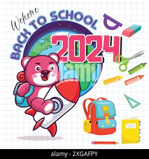 Handgezeichnete Illustration für den Schulbeginn Stock Vektor