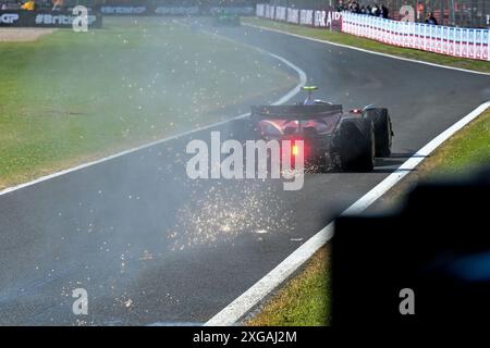 Silverstone, Großbritannien. Juli 2024. Ferraris spanischer Fahrer Carlos Sainz tritt am 7. Juli 2024 beim Formel-1-Rennen des britischen Grand Prix auf dem Silverstone Circuit in Großbritannien an. Quelle: Wu Lu/Xinhua/Alamy Live News Stockfoto