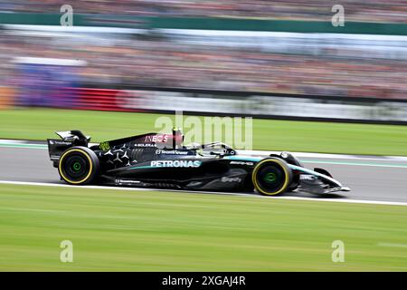 Silverstone, Großbritannien. Juli 2024. Mercedes-Pilot Lewis Hamilton tritt am 7. Juli 2024 beim Formel-1-Rennen des britischen Grand Prix auf dem Silverstone Circuit in Großbritannien an. Quelle: Wu Lu/Xinhua/Alamy Live News Stockfoto