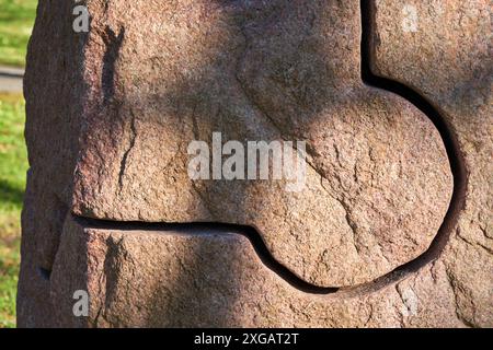 "Stone I, Granit", 1991, Eduardo Chillida (1924-2002), Chillida Leku Museoa, Donostia, San Sebastian, Baskenland, Spanien Stockfoto