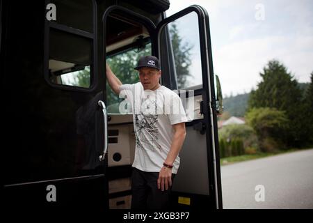 Snowboarder Travis Rice IN British Columbia. Stockfoto