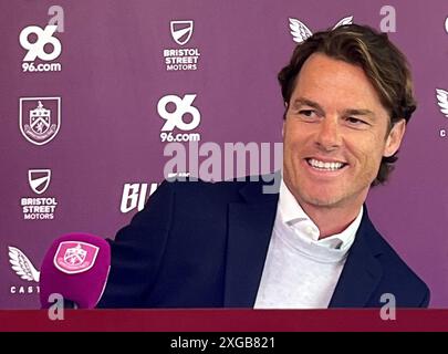 Scott Parker, neuer Burnley-Manager bei einer Pressekonferenz im Barnfield Training Centre in Burnley. Bilddatum: Montag, 8. Juli 2024. Stockfoto