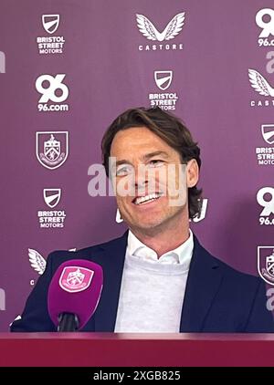 Scott Parker, neuer Burnley-Manager bei einer Pressekonferenz im Barnfield Training Centre in Burnley. Bilddatum: Montag, 8. Juli 2024. Stockfoto