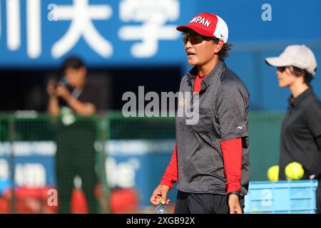 Kanagawa, Japan. Juli 2024. Reika Utsugi Head Coach (JPN) Softball: Softball-Spiel der Frauen zwischen Japan und den Vereinigten Staaten im Yokohama-Stadion in Kanagawa, Japan. Quelle: Yohei Osada/AFLO SPORT/Alamy Live News Stockfoto
