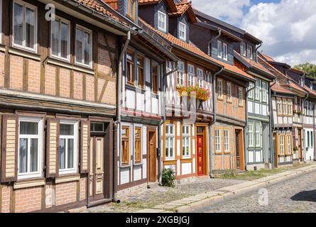 Fachwerkhäuser in der Altstadt von Wernigerode (Harz) Stockfoto