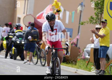 Richard Virenque, Radfahrer zur Unterstützung der Mécénat Chirurgie Cardiaque während der Tour de France 2024, Stage 7, Einzelzeitfahren, Nuits-Saint-Georges - Gevrey-Chambertin (25,3 km) am 5. Juli 2024 in Gevrey-Chambertin, Frankreich - Foto Laurent Lairys / DPPI Stockfoto