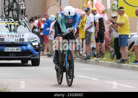 Sam Bennett von Decathlon AG2R La Mondiale während der Tour de France 2024, Stage 7, Einzelzeitfahren, Nuits-Saint-Georges - Gevrey-Chambertin (25,3 km) am 5. Juli 2024 in Gevrey-Chambertin, Frankreich - Foto Laurent Lairys / DPPI Stockfoto