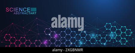 Abstrakte Technologie verbindet Hintergrundlinien und Punkte mit Sechsecken. Hintergrund des modernen Hexagons-Technologie-Konzepts. Vektorabbildung. Stock Vektor