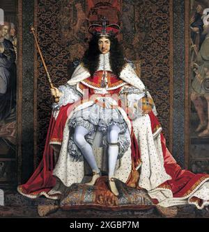 KARL II. VON ENGLAND (1630–1685) trug 1661 seine Krönungsroben Stockfoto