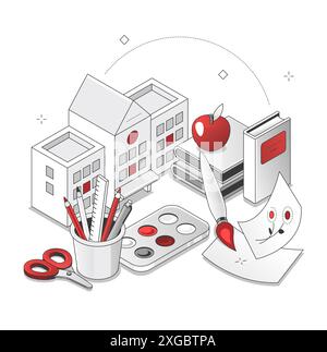 Bildungskonzept - rote und schwarze Linie Stock Vektor