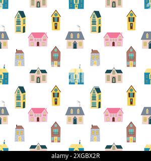 Nahtloses Muster mit Bürgerhäusern Stock Vektor