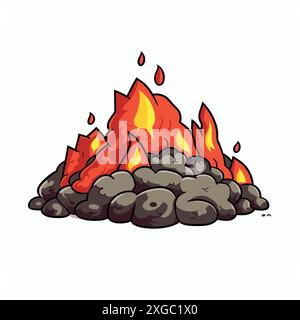 Cartoon Lava Flow Flammen Illustration Stock Vektor