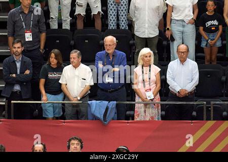 Paco roig wurde während des Spiels zwischen Spanien und den Bahamas beim Olympischen Qualifikationsturnier der FIBA in Spanien gesehen. , . Am Stadtgericht Fuente de San Luis. Endergebnis: Spanien 86 vs. Bahamas 78 (Foto: German Vidal Ponce/SOPA Images/SIPA USA) Credit: SIPA USA/Alamy Live News Stockfoto