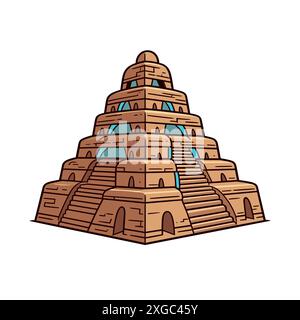 Braune Pyramide Cartoon Illustration Mit Mehreren Eingängen Stock Vektor