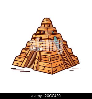 Antike Pyramiden-Cartoon-Illustration Mit Stufen Und Eingängen Stock Vektor