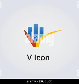 V Letter Icon Design Single isoliertes Logo Design Marke Corporate Identity verschiedene Farben editierbare Vorlage Vektor Monogramm Emblem Illustration Marke Stock Vektor