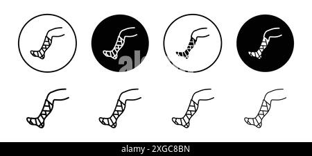 Gebrochenes Bein in einer Gipssymbole Vektor-Logo-Set-Kollektion für Web-App-ui Stock Vektor