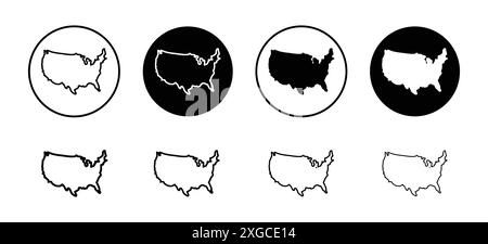 Sammlung der Vektorsymbole für US-Karten-Logo für die Web-App-benutzeroberfläche Stock Vektor