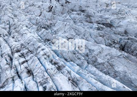 Island, südliche Region, Fjallsarlon-Gletscher (Luftaufnahme) Stockfoto