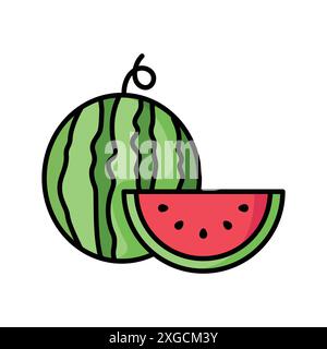 Wassermelonen-Symbol-Vektor-Designvorlage in weißem Hintergrund Stock Vektor