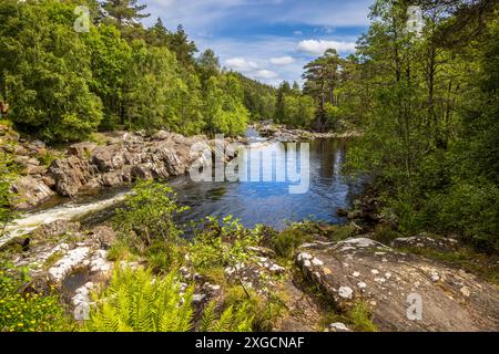 Der Fluss Affric fließt durch Glen Affric, Inverness, Schottland Stockfoto