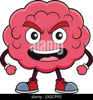 Brain Cartoon Charakter Symbol Flache Design Vektor Illustration Stock Vektor