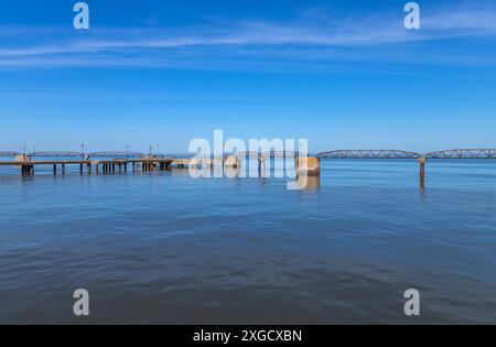 Pier am Tejo bei Belem, Lissabon, Portugal Stockfoto