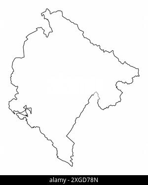 Montenegro Umrisskarte isoliert auf weißem Hintergrund Stock Vektor