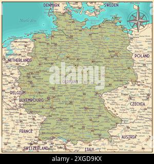 Karte von Deutschland Vintage Fantasy Stil Stock Vektor