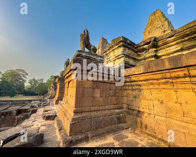 Pre Rup Tempel, ein Hindutempel in Angkor, erbaut 961 für Khmer-König Rajendravarman aus Laterit und Sandstein, UNESCO-Weltkulturerbe, Kambodscha, I Stockfoto