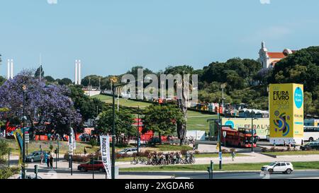 Die Buchmesse von Lissabon, eines der ältesten Kulturfeste im Eduardo VII Park (Parque Eduardo VII), dem größten Park von Lissabon, Portugal, Europa Stockfoto