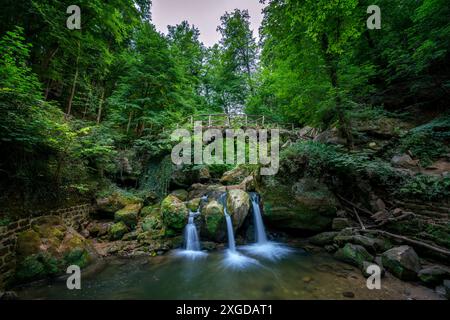 Schiessentumpel Wasserfall im Mühlerthal Wanderweg, Echternach, Luxemburg, Europa Stockfoto