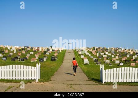 Friedhof in Pointe-Basse, Insel Havre aux Maisons, Magdalen-Inseln, Golf von Saint-Lorenz, Provinz Québec, Kanada, Nordamerika Stockfoto