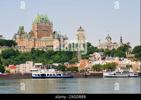 Die Altstadt von der Fähre auf dem Saint Lawrence River, UNESCO-Weltkulturerbe, Québec City, Provinz Québec, Kanada, Nordamerika Stockfoto