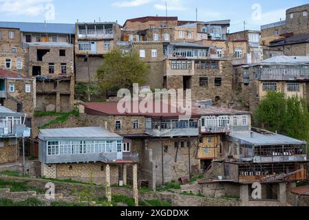 Alte Häuser im historischen Teil des Dorfes Kubachi, Dagestan. Russland Stockfoto