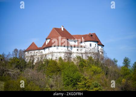 Wunderschönes Schloss Veliki Tabor auf dem Hügel Stockfoto