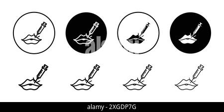 Hyaluronsäure Lippen Injektion Symbol Vektor Logo Set Sammlung für Web App ui Stock Vektor