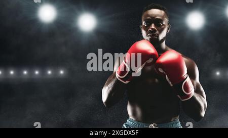 Boxer bereit im Ring Stockfoto