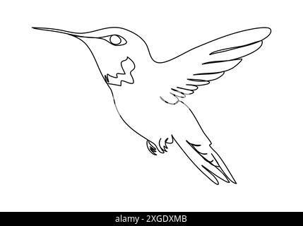 Kolibri, einzeilige Zeichnung Vektor-Illustration. Stock Vektor
