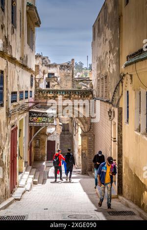 Fès, Marokko - 19. März 2024: Mellah, oder jüdisches Viertel in Fès, Marokko Stockfoto